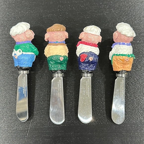 Boston Warehouse Pig Chef Butter Knife & Cheese Spreader Set of 4 - Picture 2 of 6